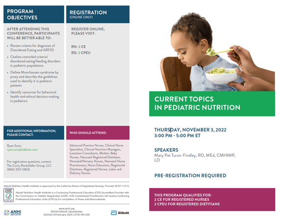 11.3 Brochure ANHI Current Topics in Pediatric Nutrition